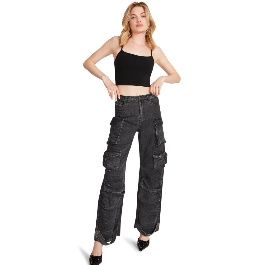 Pantalones Steve Madden Brody Denim Mujer Negras | ES WK8423